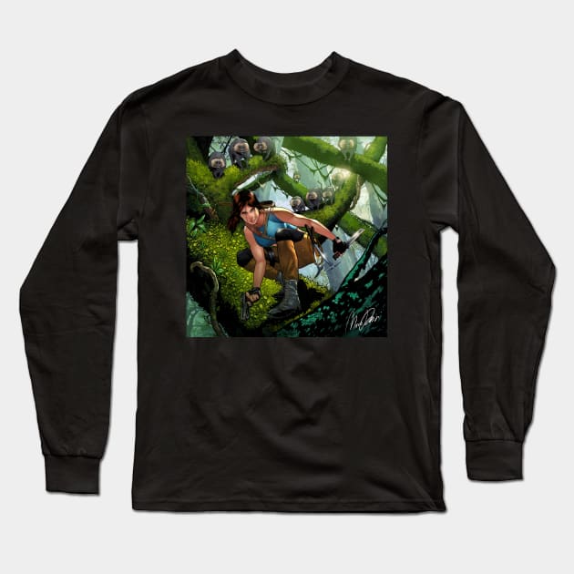 Lara Croft Long Sleeve T-Shirt by Mario Torrisi Art 